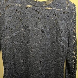 AX Paris Navy Lace Long Sleeve Dress